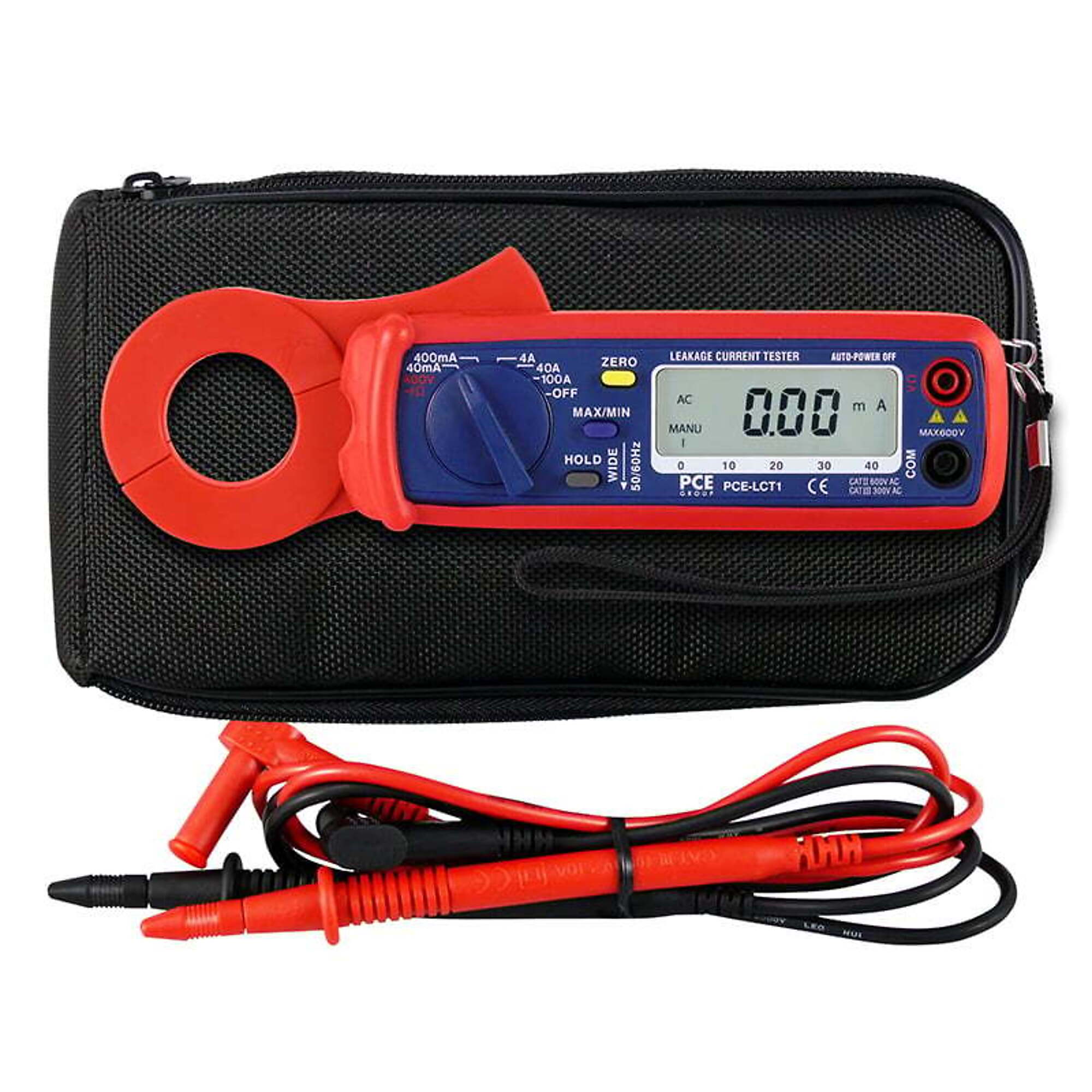 PCE Leakage Current Clamp Meter — RMS Measurement, Continuity and Resistance Test, Model# PCE-LCT 1